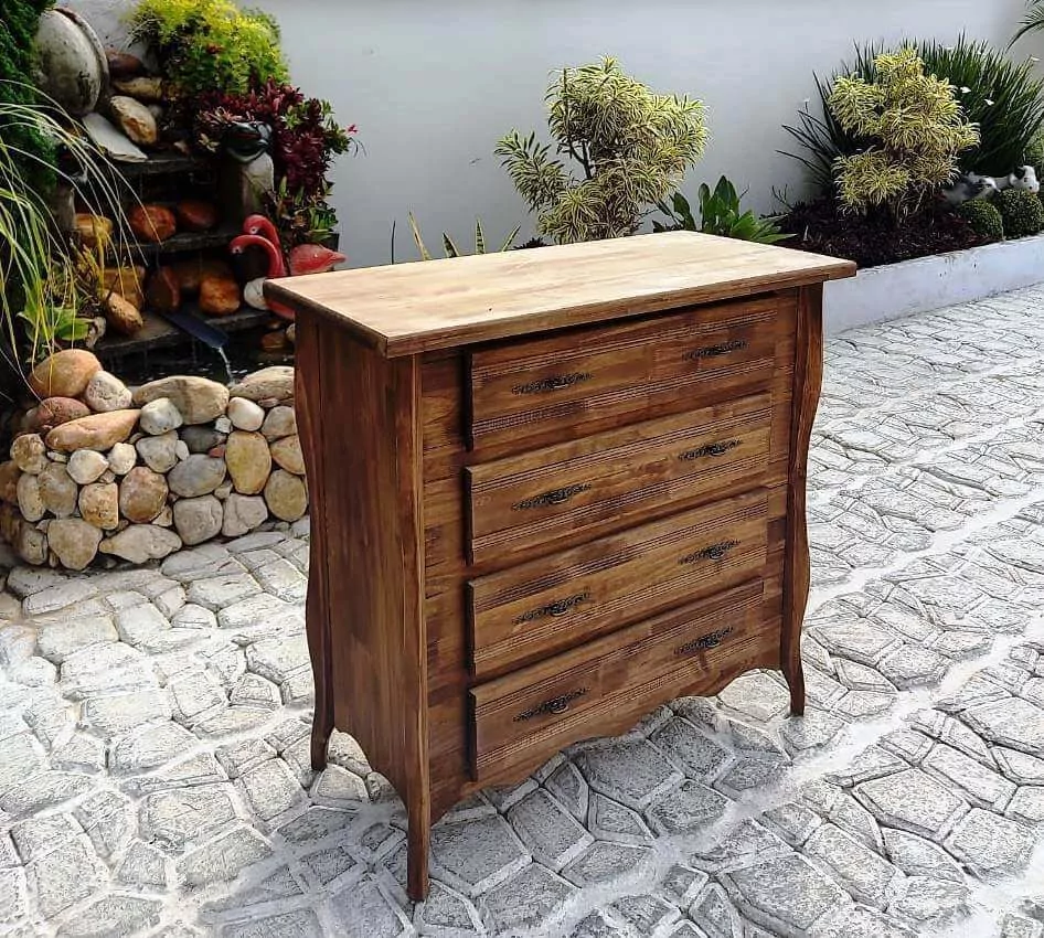Cômoda 4 Gavetas De Madeira Maciça Móveis Rústicos Adelin