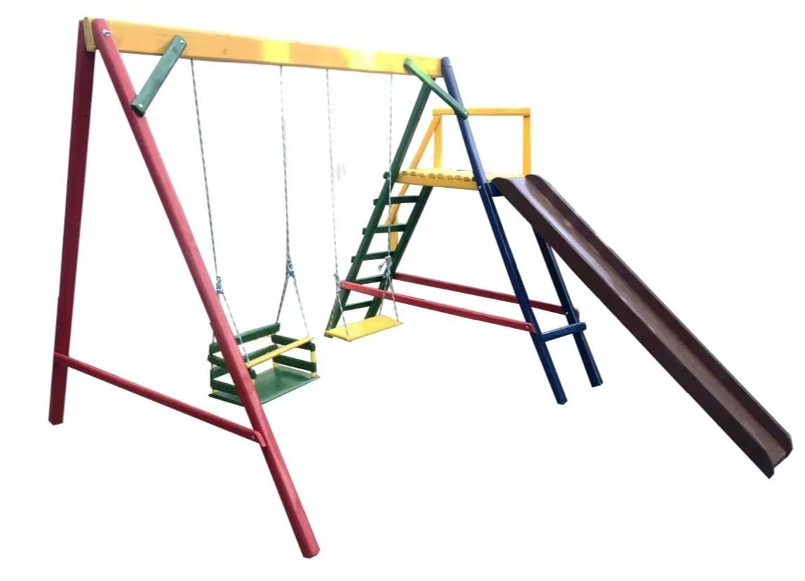 Escorrega infantil de madeira com escorregador, balanço e estrutura de  escalada 3 em 1