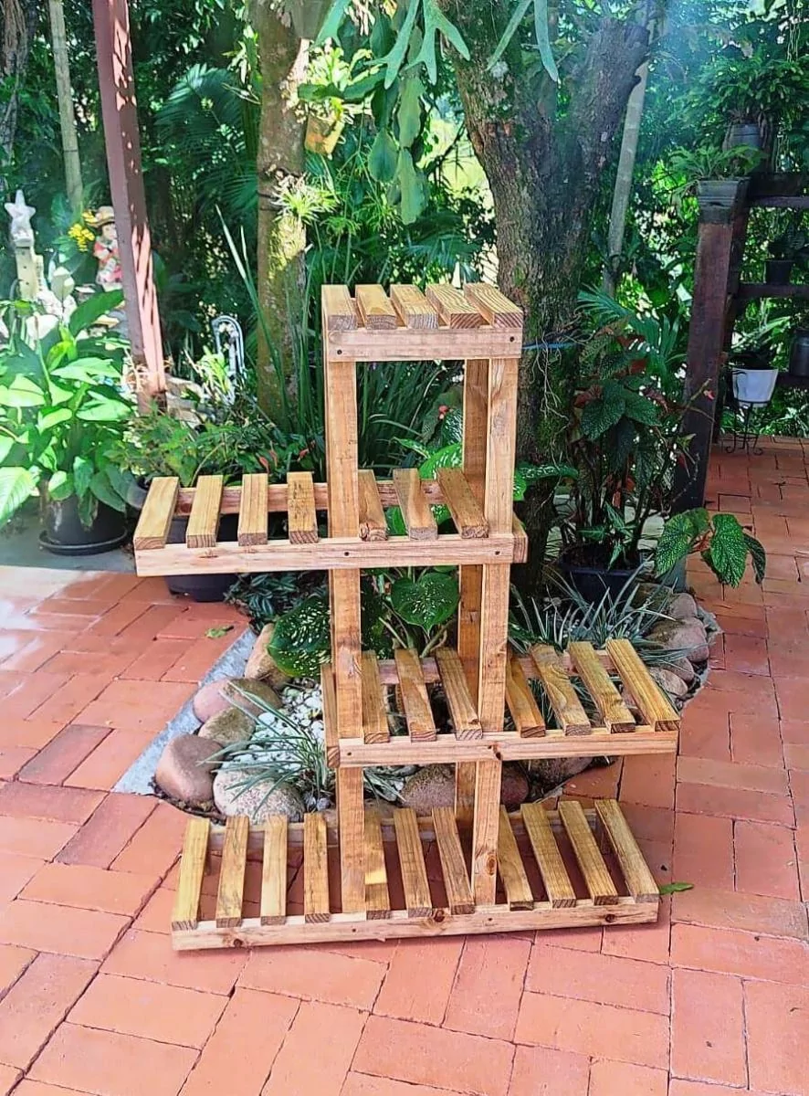 Floreira Com Pintura Em Cera De Madeira Maciça Jd Móveis