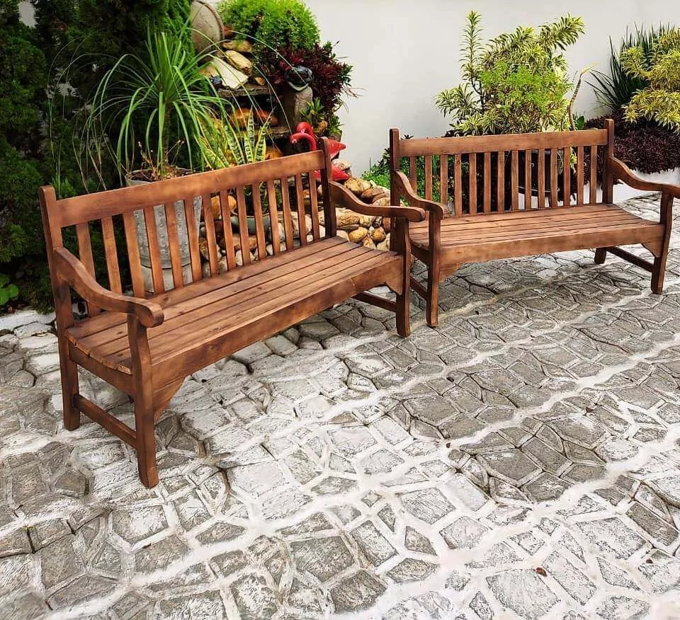 Kit Com 2 Bancos De 3 Assentos De Madeira Maciça Móveis Rústicos Bv Magazine