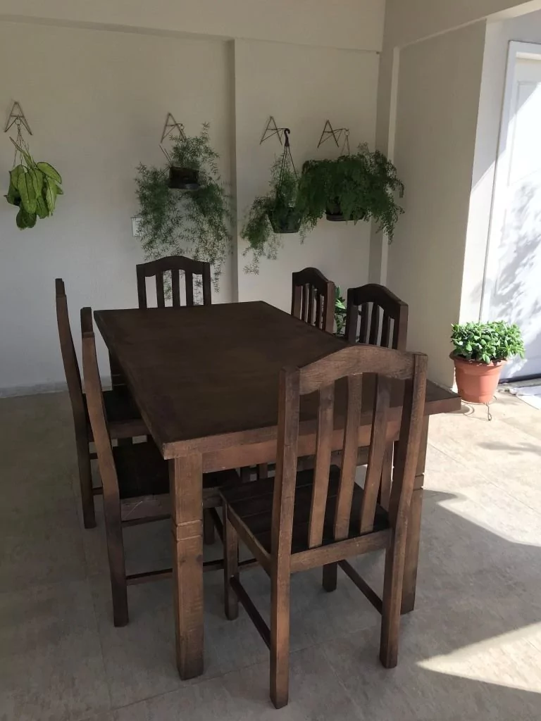 Jogo de Mesa 1,60m Com 6 Cadeiras de Madeira Maciça Móveis Rústicos BV Magazine