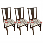 Kit 3 Cadeiras Cor Tabaco Com Asasento De Tecido Floral De Madeira Móveis SeA