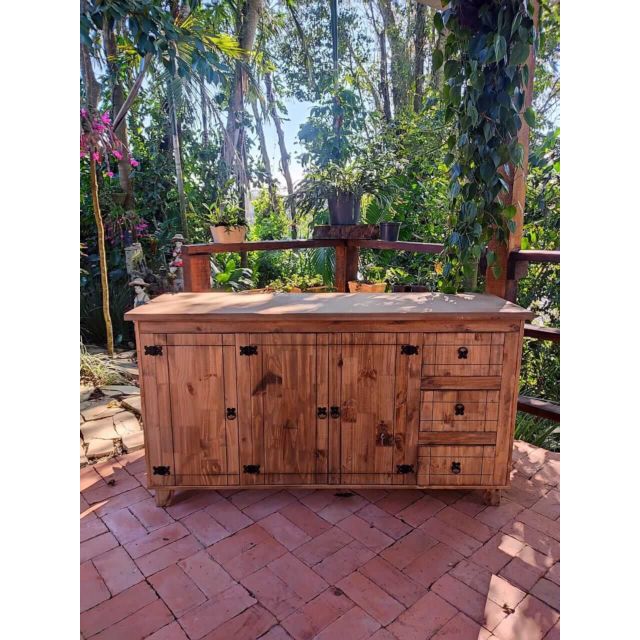 Balcão De Pia 80x1,60x50 Madeira Maciça Com Tampo Mdf Rio Negrinho Balcão De Pia 80x1,60x50 Madeira Maciça Com Tampo Mdf Rio Negrinho