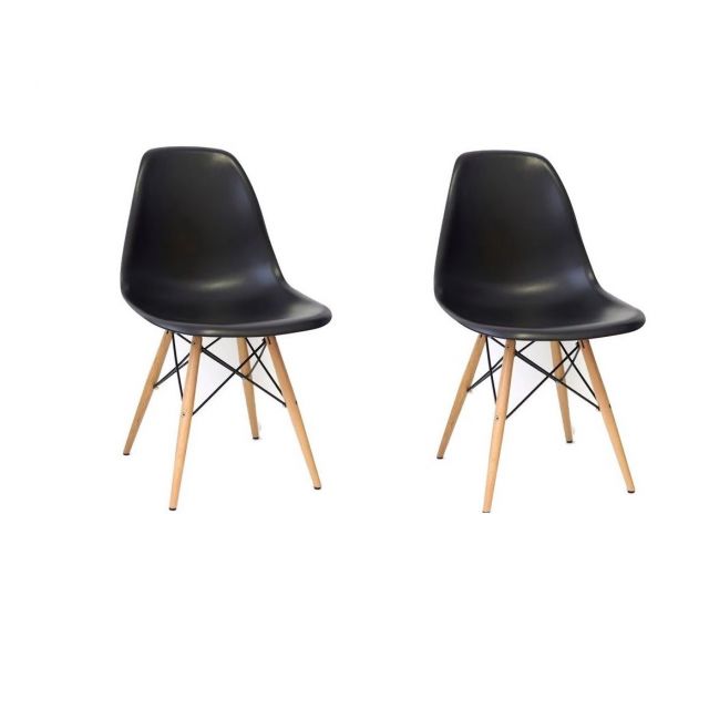 Conjunto 2 Cadeiras Eames Eiffel Com Pés De Madeira Preta BV Magazine