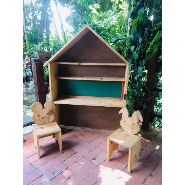 Mesa Com Lousa Infantil De Madeira Maciça Móveis Rústicos BV Magazine