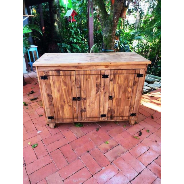 Balcão 3 Portas Tampo Madeira Maciça 87X1,23X52 Móveis Rio Negrinho Balcão 3 Portas Tampo Madeira Maciça 87X1,23X52 Móveis Rio Negrinho