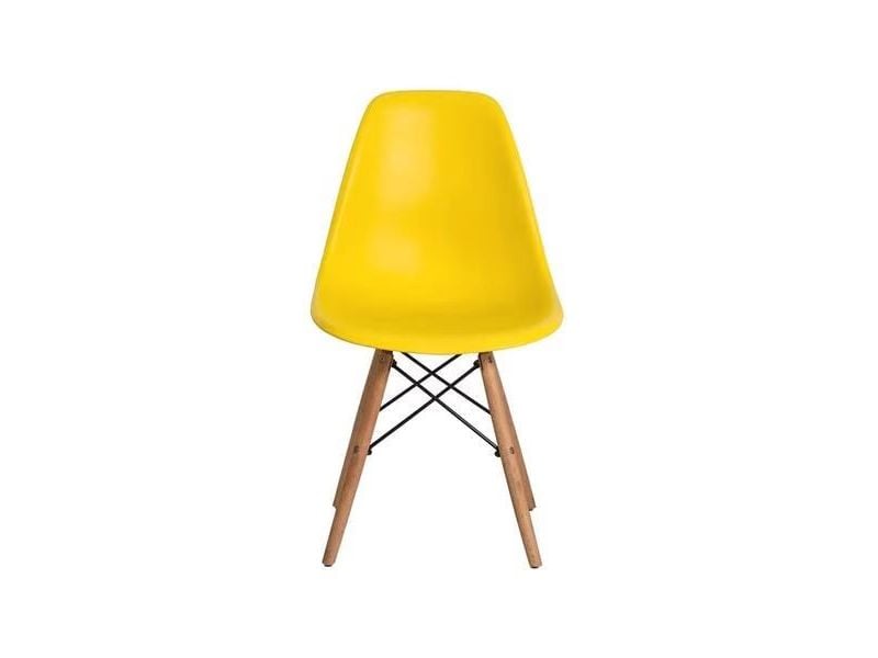 Cadeira Eames Eiffel Com Pés De Madeira Amarela BV Magazine