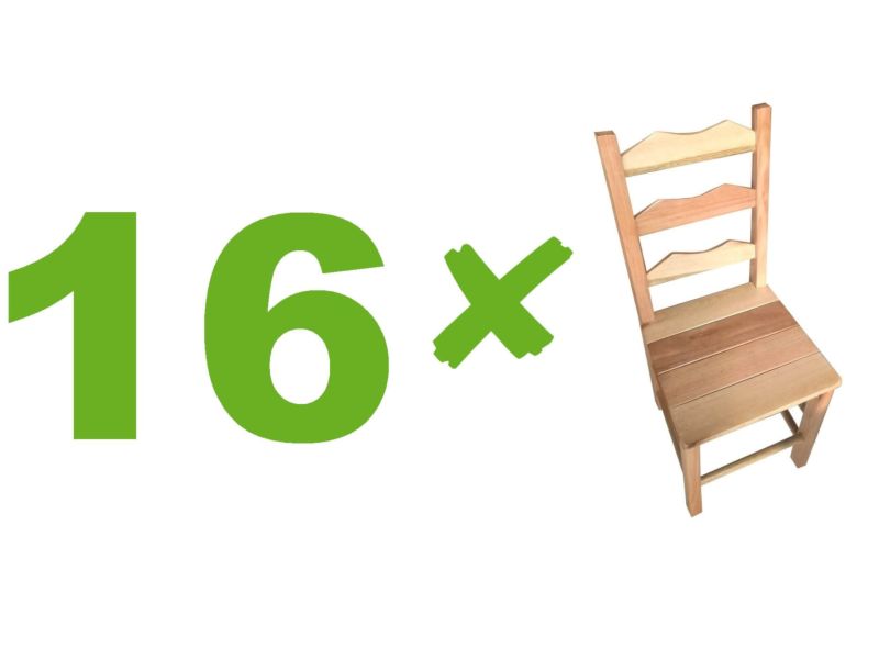 Kit Com 16 Cadeiras Com Encosto Detalhado Sem Pintura De Madeira Maciça Bela Móveis