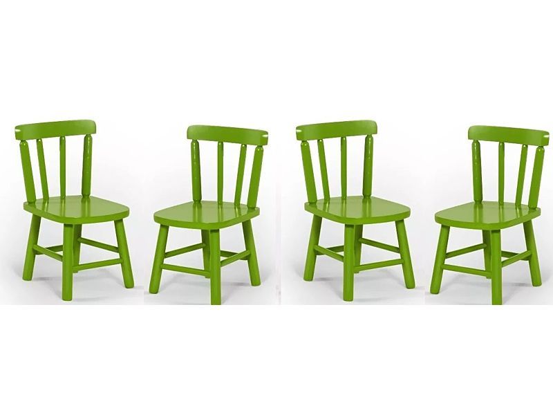 Conjunto De 4 Cadeiras Intantil Verde Disamóveis