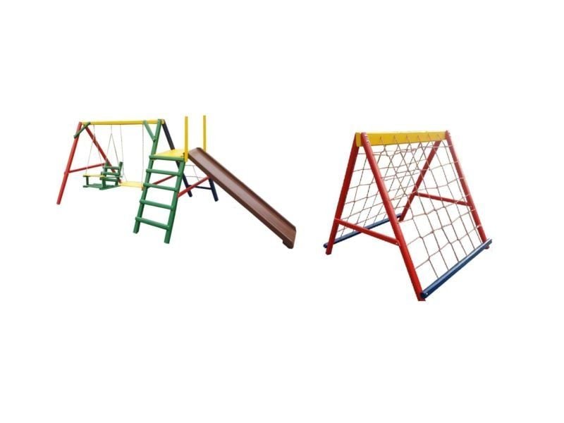 Playground Com 2 Balanços + Parede De Escalada De Madeira Móveis Rústicos Bv Magazine