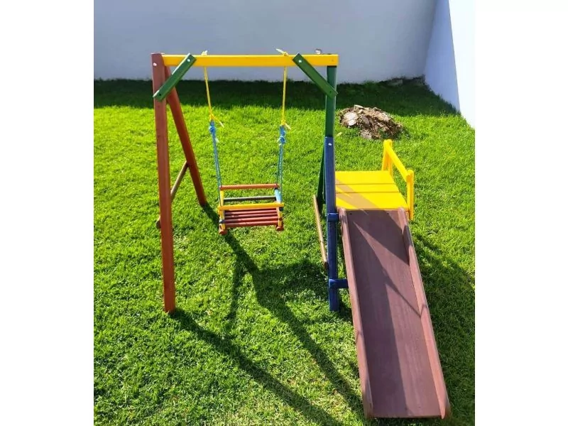 Playground Com 1 Balanço De Madeira Móveis Rústicos Bv Magazine